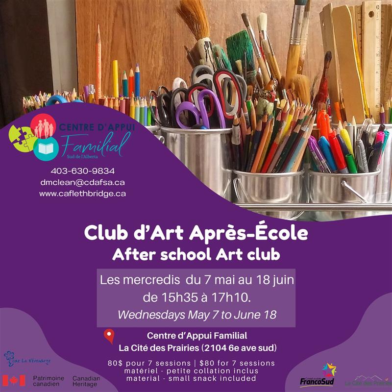 Club d'Art Après-Ecole – Mai/Juin 2025 - Lethbridge