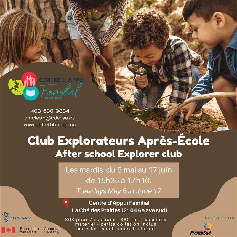 Club des Explorateurs Après-Ecole – Mai/Juin 2025 - Lethbridge